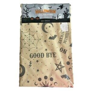 Nantucket Ouija Board Halloween Vinyl Tablecloth 60" Rd Flannel Backed Mystic